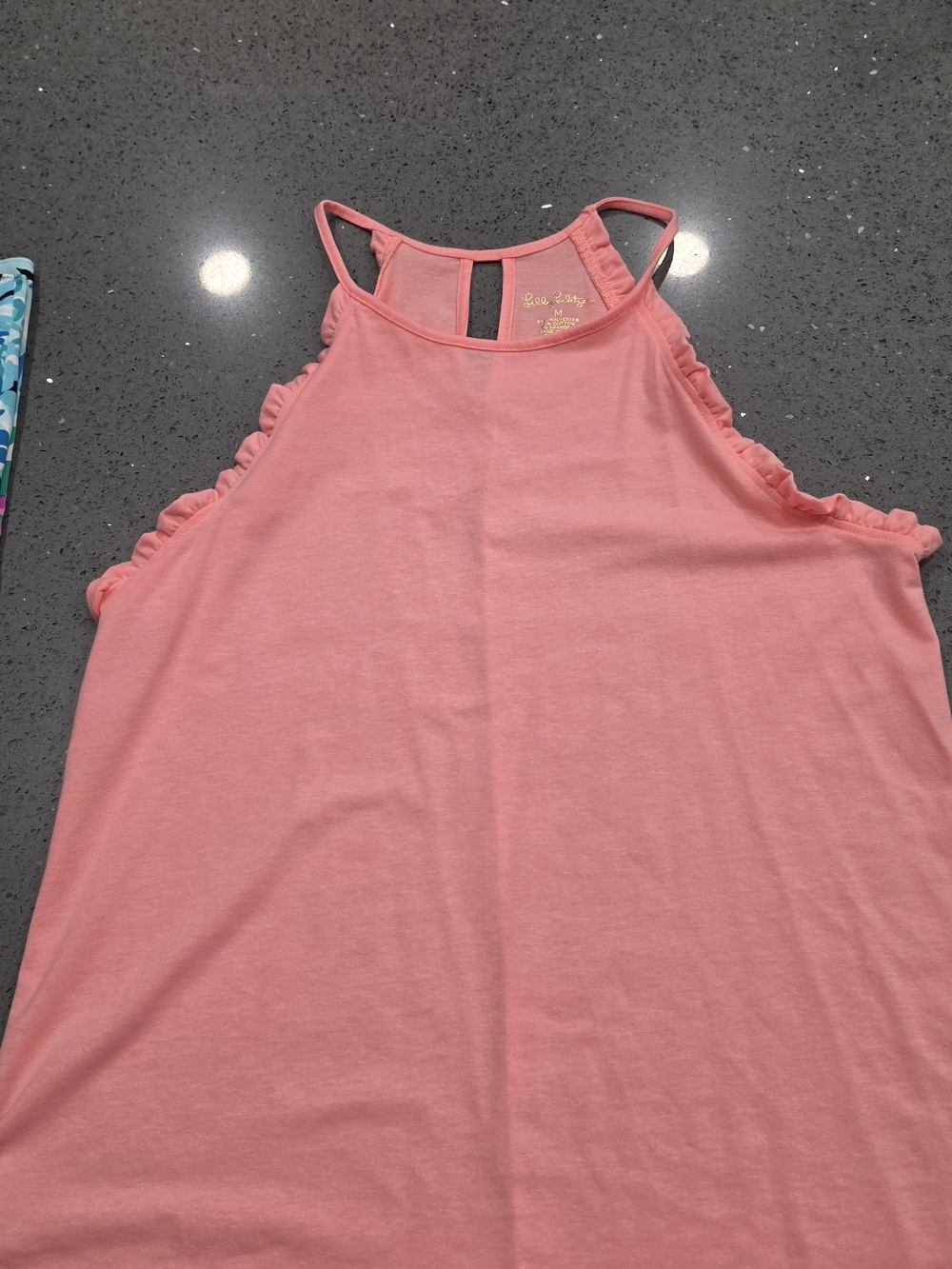 Lilly Pulitzer Coral Ruffle-Trim High Neck Tank